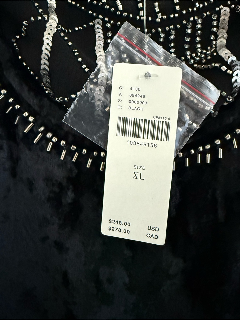 Anthropologie Black Embellished Beaded Velvet Mini Dress - Picture 2 of 11